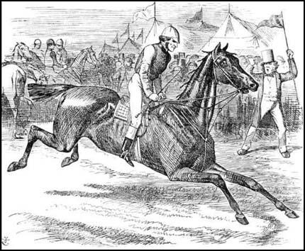Lord Palmerston (starter): "Hi! Gladstone! Democracy!Too soon, Too soon! You mustn't go yet!" John Tenniel, Punch Magazine, 28th May, 1864